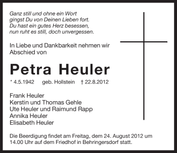 Traueranzeige von Petra Heuler von Pegnitz-Zeitung